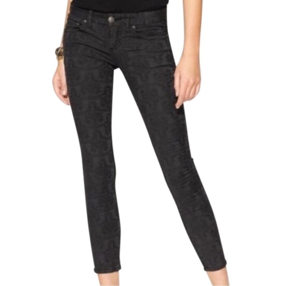 Free People Jacquard Gray/Black Ankle Skinny Pants - Size 28